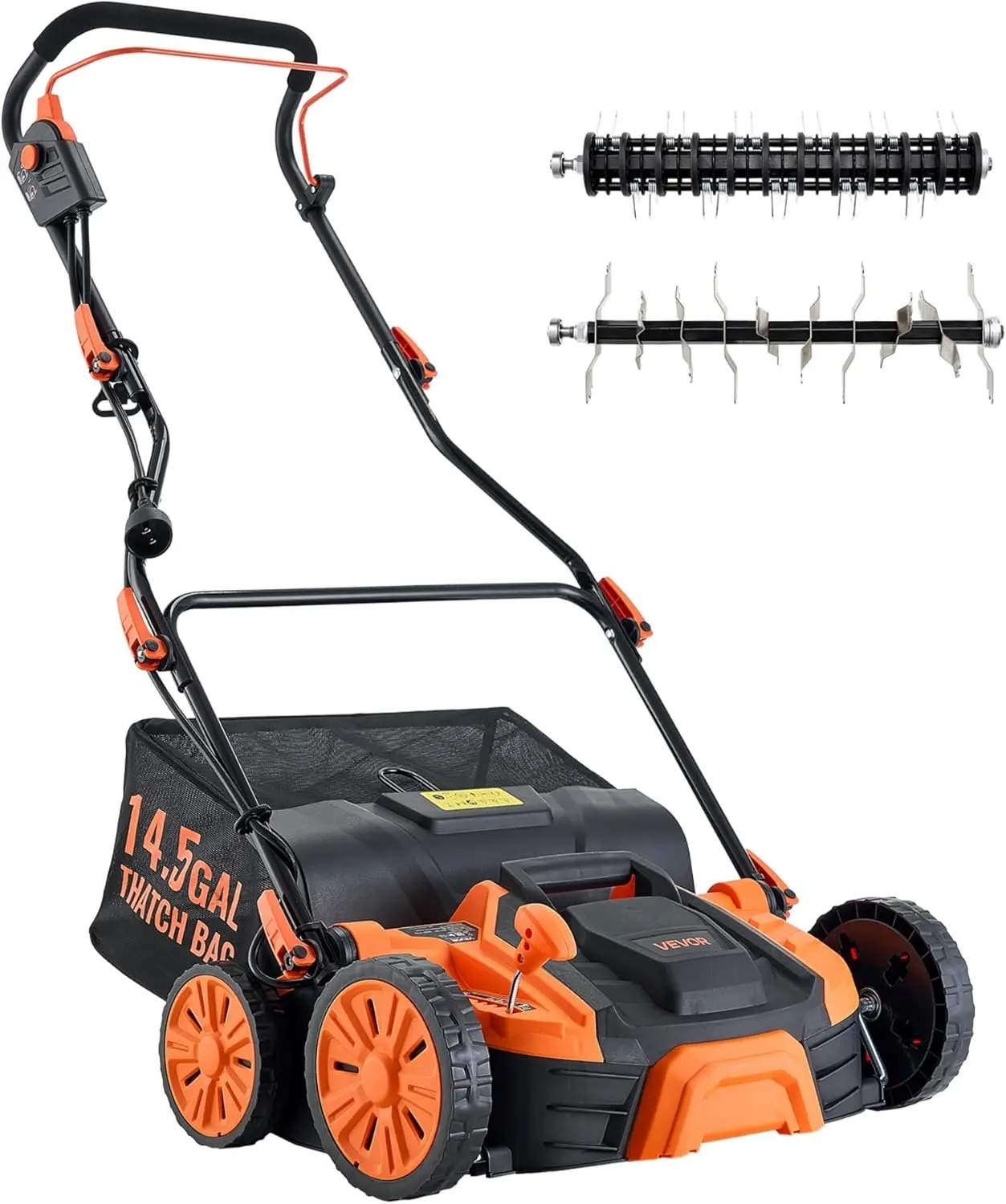 

2-in-1 Electric Dethatcher and Scarifier, 16-Inch 15 Amp, Corded Lawn Dethatcher with 14.5-Gallon Thatch Collection Bag