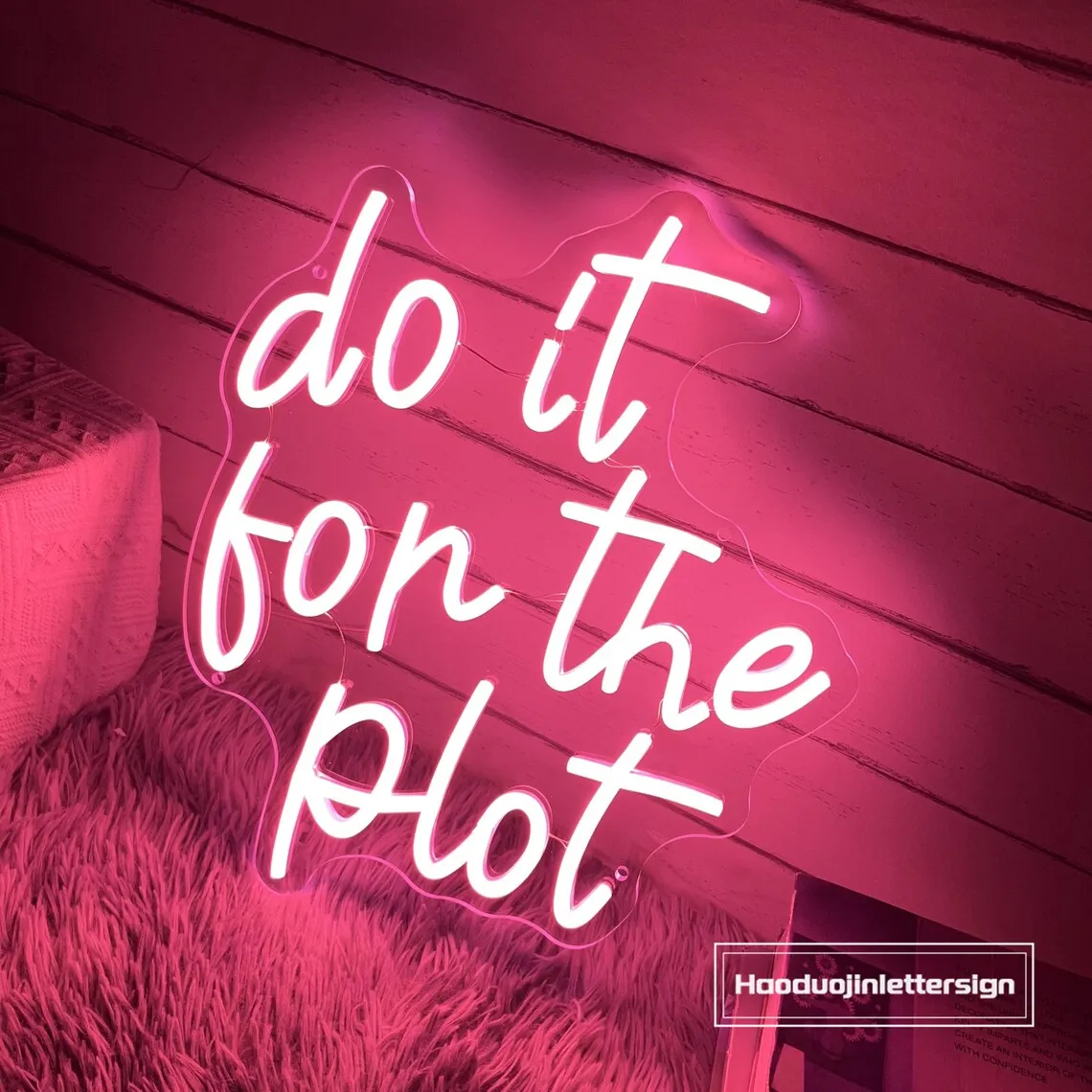 Do It for Plot Neon Light Dimmable LED Neon Sign for Wall Decor USB Powered Light Up Signs Pink LED Light for Drama Lover Party