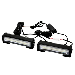 2Pcs/Set Car COB Warning Light High Bright Car Styling Emergency Strobe Light Bar Flash Light White/Amber/Red&Blue with switch