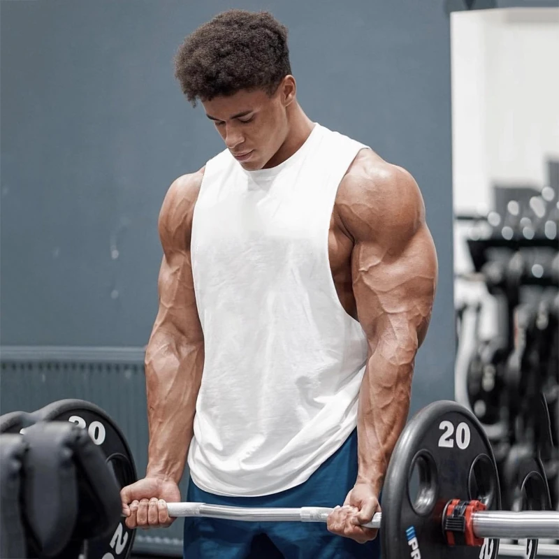 Gym Bodybuilding Workout Tank Tops Mens Fitness Muscle Running Sport Cotton Vests Plain Summer Breathable Sleeveless T-Shirts
