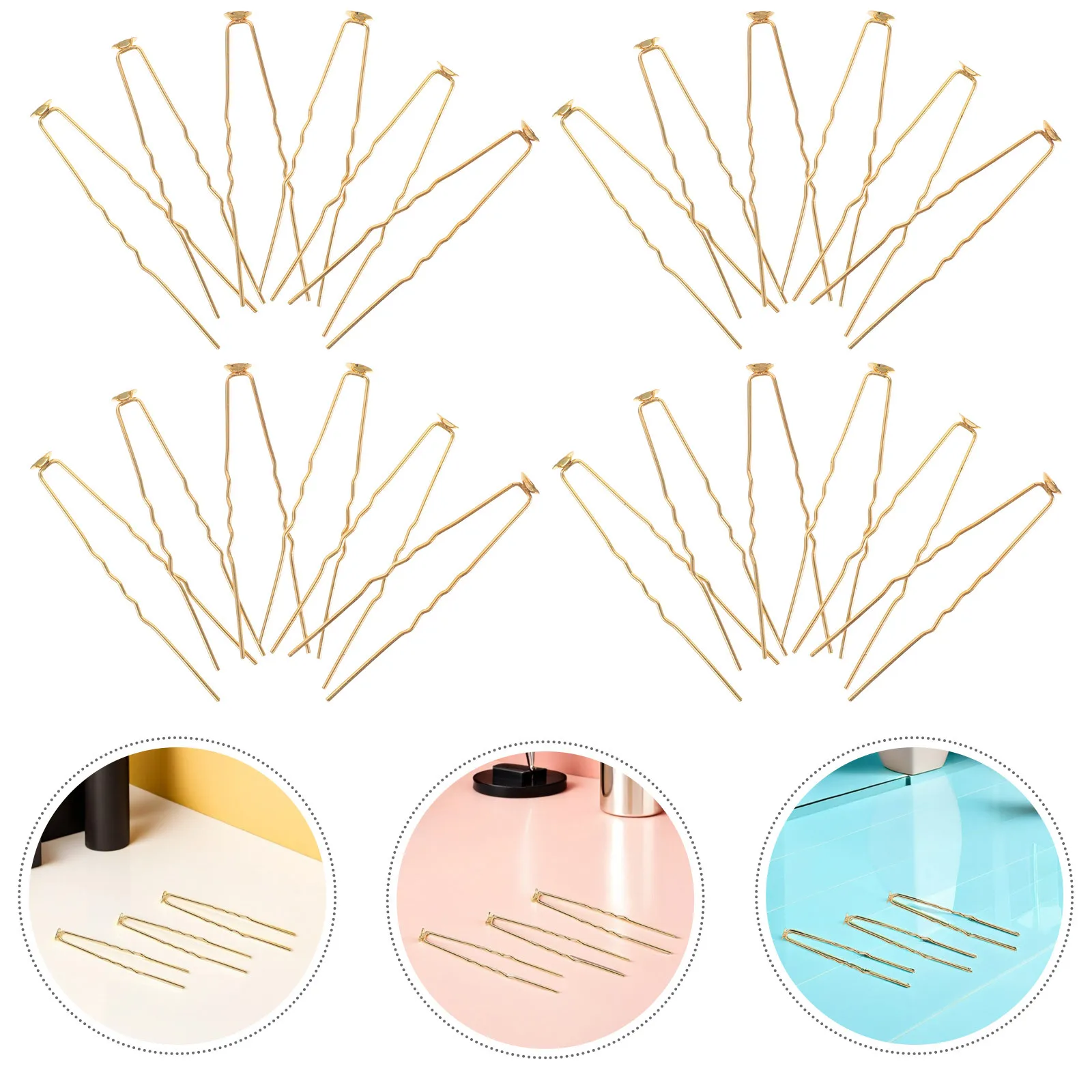 

50Pcs U Shaped French Hair Pin Metal Bridal Wedding Accessories Golden 6mm DIY Bridal Updo Chignon Pins