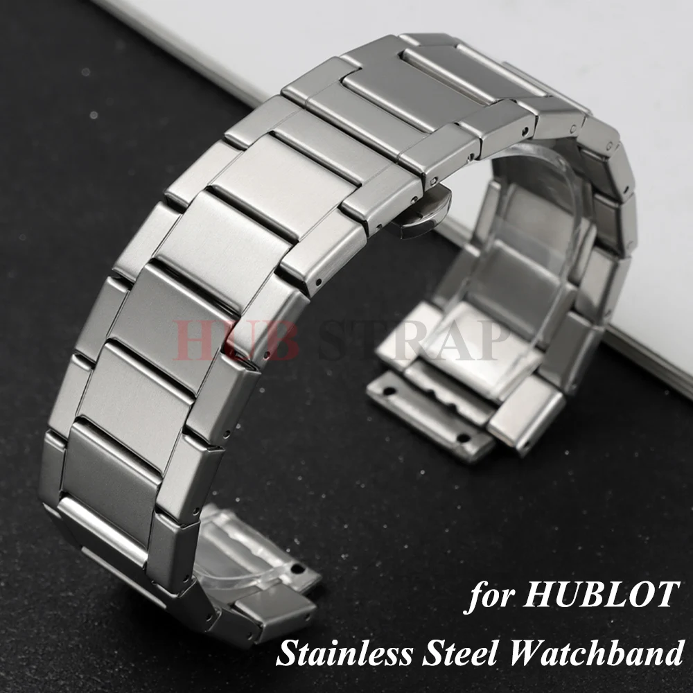 Massives Edelstahl-Uhrenarmband, silbernes Armband, 27 mm, Business-Armband für Herren und Damen, kompatibel mit HUBLOT Belt Watch Accessories