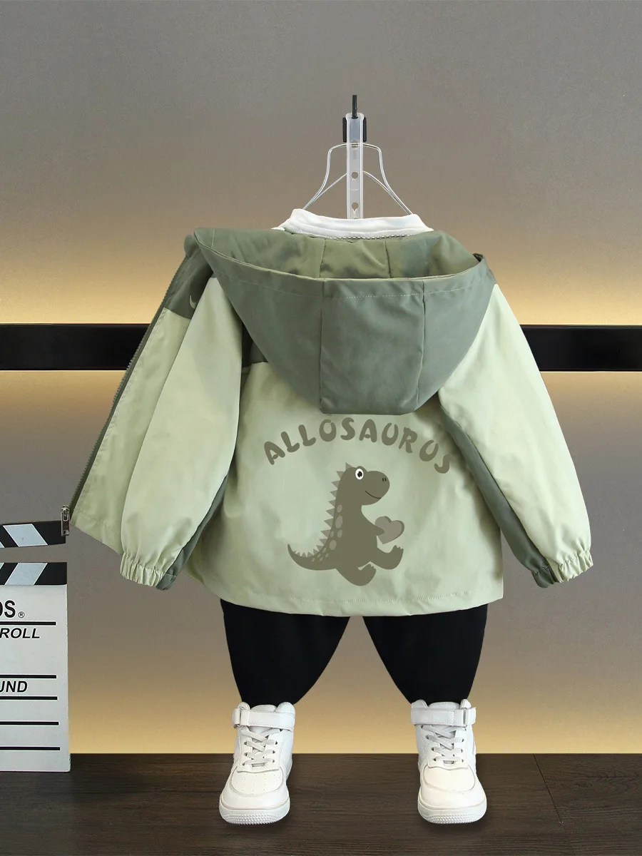 Spring Autumn Boys Hooded Jacket Cartoon Dinosaur Boys Coat teenager Kids Coat Children Clothing Fashion Outwear