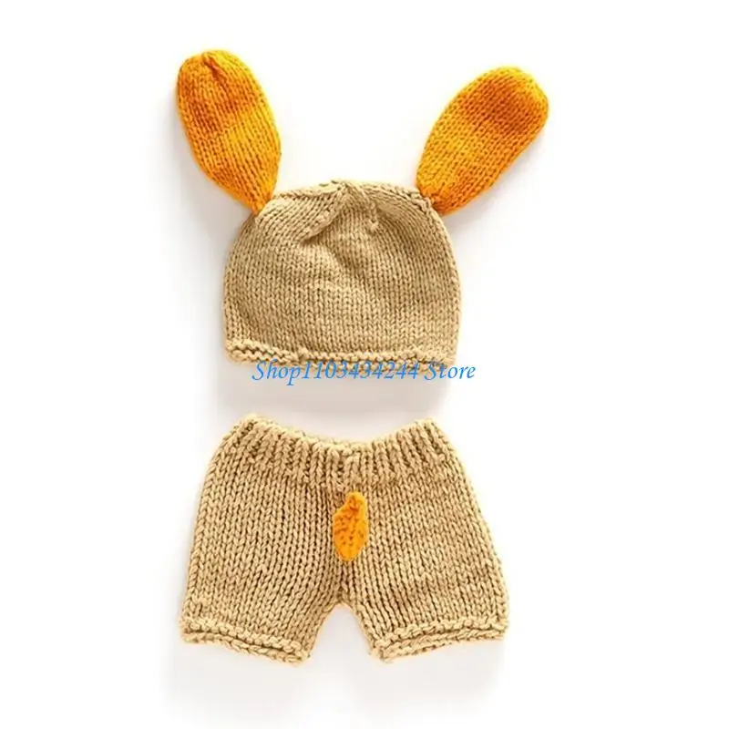 الكلب الأذن بونيه قبعة السراويل الزي ملابس التقاط الصور موضة التصوير الدعائم لحديثي الولادة صور تبادل لاطلاق النار زي الملابس #3