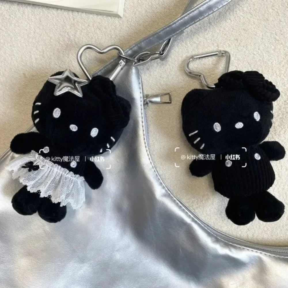 Porte-Clés Hello Kitty Mininstants Authentique de 13cm, Pendentif en Peluche, Série Chat KT Noir Kawaii Créatif, Accessoires de Sac, Cadeaux, 2025