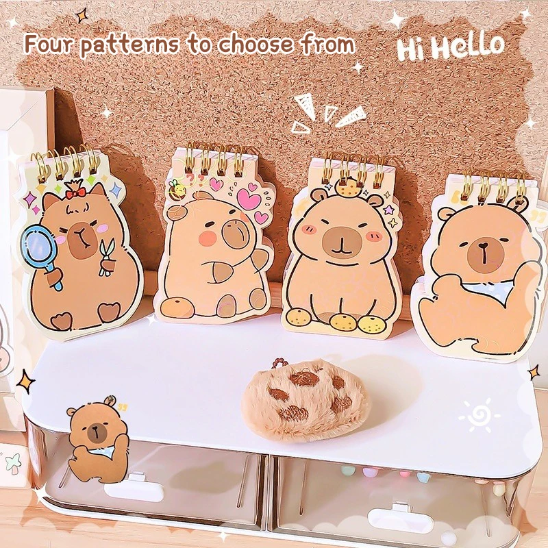 2Pcs Cute Cartoon Capybara Coil Notebook Mini Memo Book Student Notebook Capybara Cute Notebook School Writing Tool Supplies