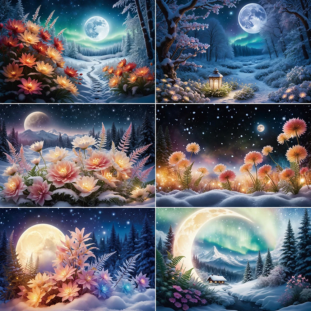 MOON.QG Winter Fairy Wonderland Backdrop Girls Princess Birthday Decorations Photozone Background Photography Studio Accessories