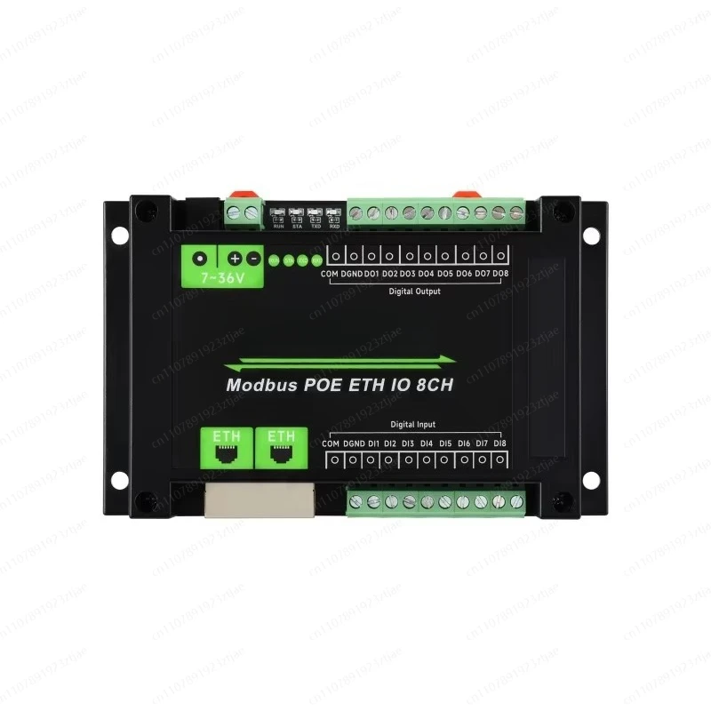 Industrial 8-Ch Ethernet Digital Input/Output Module, Modbus RTU / TCP Protocol, Supports PoE Power Supply