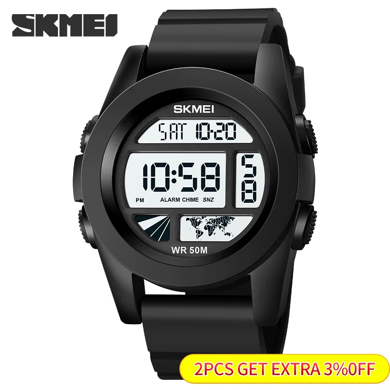 SKMEI New LED Light Electronic Wristwatches For Men 5Bar Waterproof Male Sport Watch Countdown Alarm Clock reloj hombre 1906