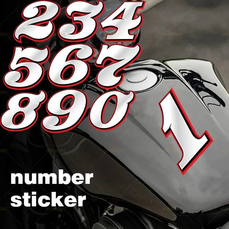 Racing Number Sticker 1PC 0-9 Motorcycle Vinyl Decal Durable Decor for Helmet Fairing Fender Fuel Tank Bike Auto Accessory