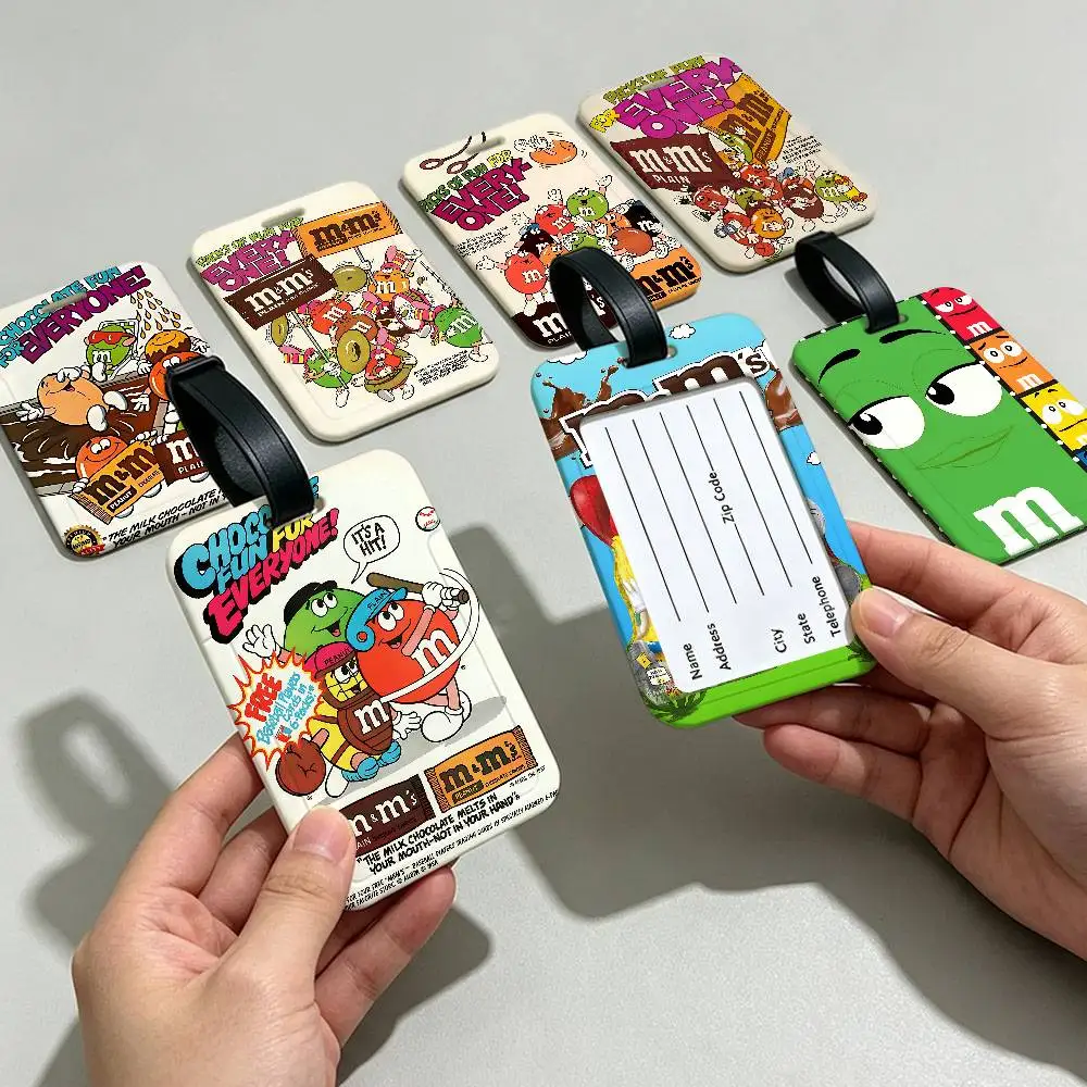 Candy M-MS C-Chocolate M&M'S Multiscene PVC Luggage Tag Anti lost Design With Information Card For Travel Backpack Luggage