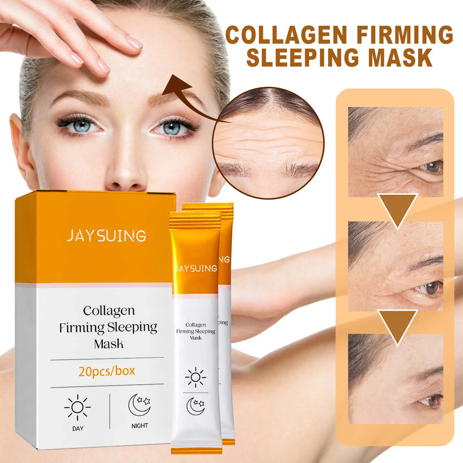 

Collagen Moisturizing Face Mask Deep Nourish Hydrating Brightening Nasolabial Wrinkle Remover Tightening Wash-Free Sleeping Mask