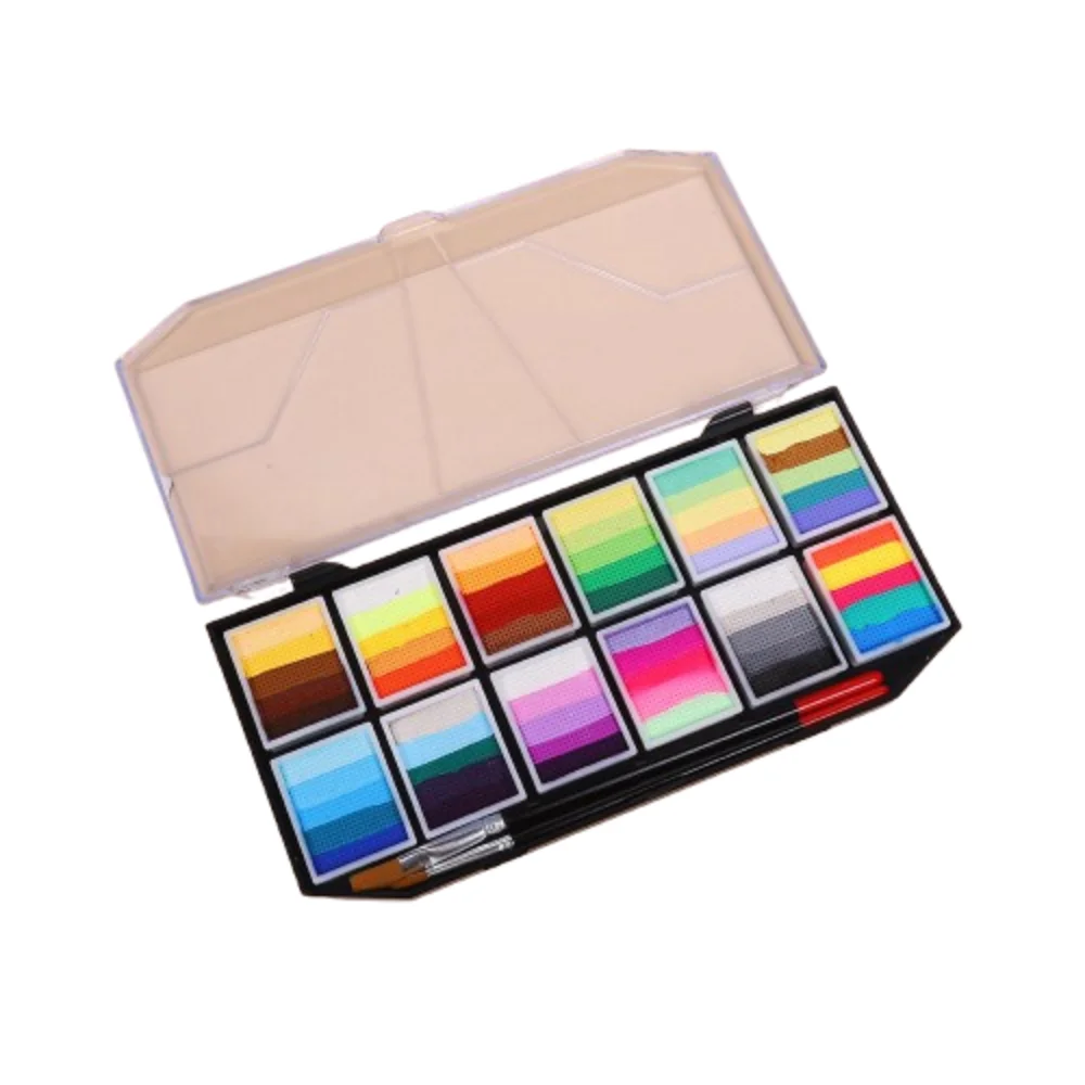 قوس قزح مخطط متعدد الألوان الجسم الوجه طقم الطلاء تجميل ضد الماء الجسم الفن اللوحة مهرج طويلة الأمد أداة ماكياج الهالوين #1