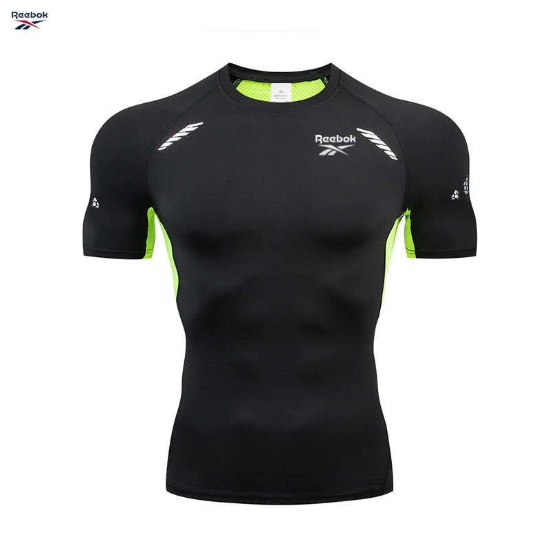 Camiseta Reebok para hombre, camiseta de compresión, chalecos de boxeo, camisa deportiva de manga corta para hombre, fitness, entrenamiento físico, conjunto deportivo estilo Jiu