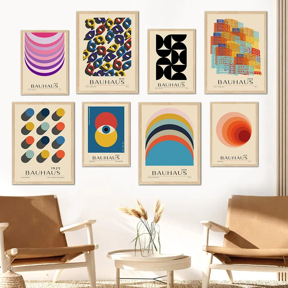 

Abstract Bauhaus Pattern Geometric Circle Modern Wall Art Canvas Painting Posters And Prints Wall Pictures For Living Room Decor