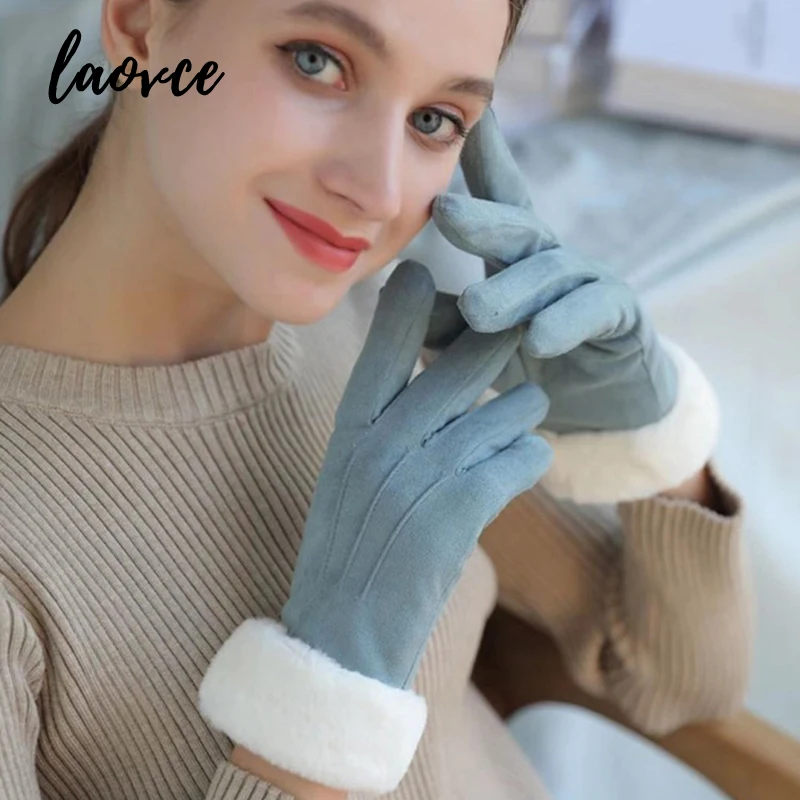 Gants fourrés et chauds pour femme, mitaines à doigt complet, Sport de plein air, pour écran tactile, nouvelle mode, hiver, T210