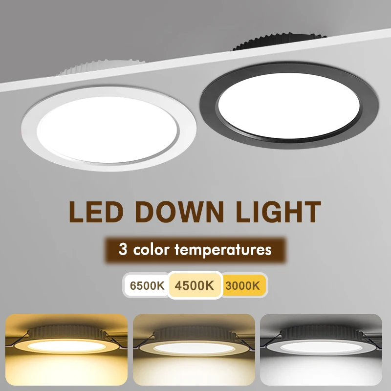 Ultra-thin LED Downlight 220V Recessed Ceiling Lamp Warm Neutral White 3W 5W 7W 9W 12W 15W Bedroom Kitchen Lighting