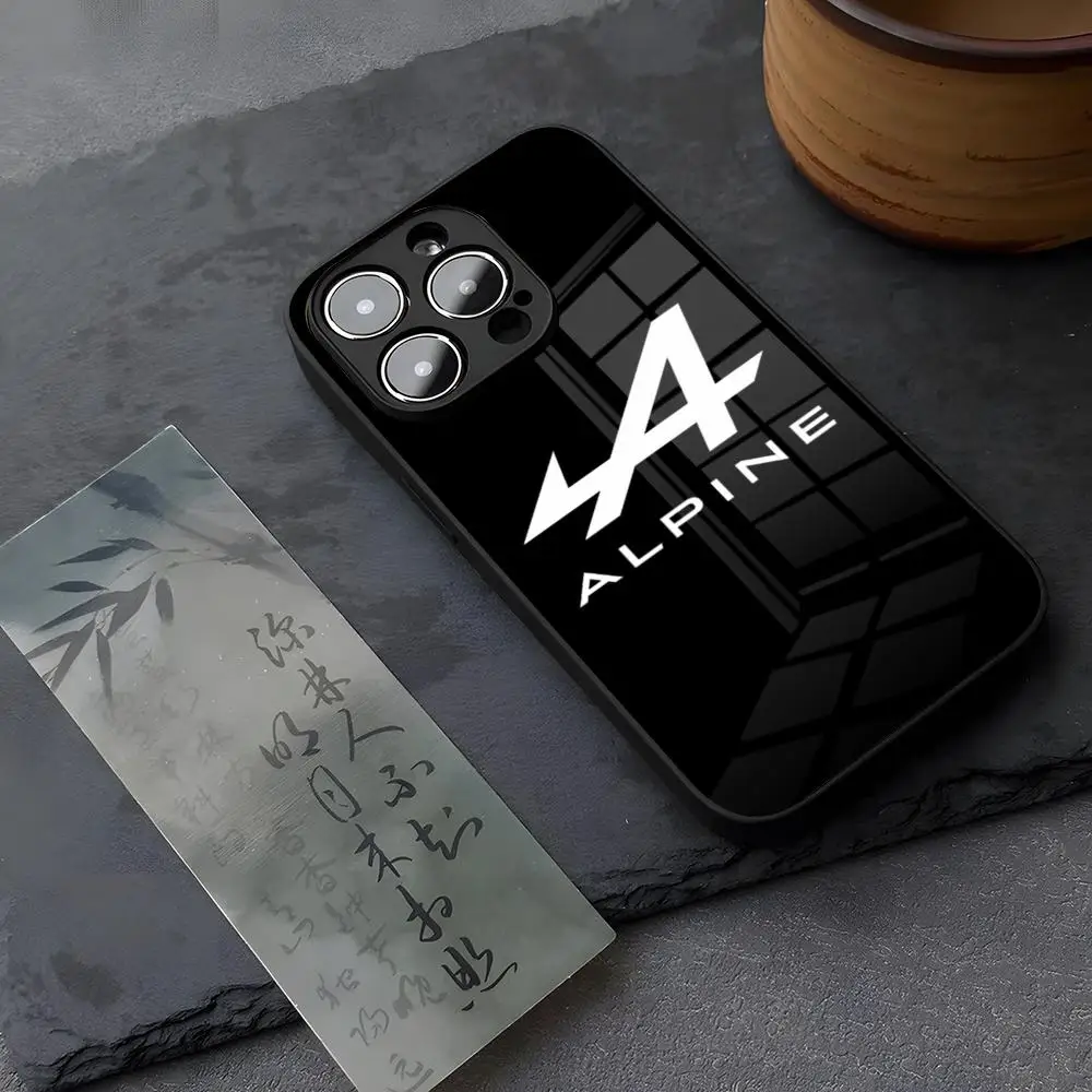 Alpine Logo Phone Case Tempered Glass For iPhone 13 14 16 12 15 11 Pro XS Max Plus Mini X XR SE2020 Coque