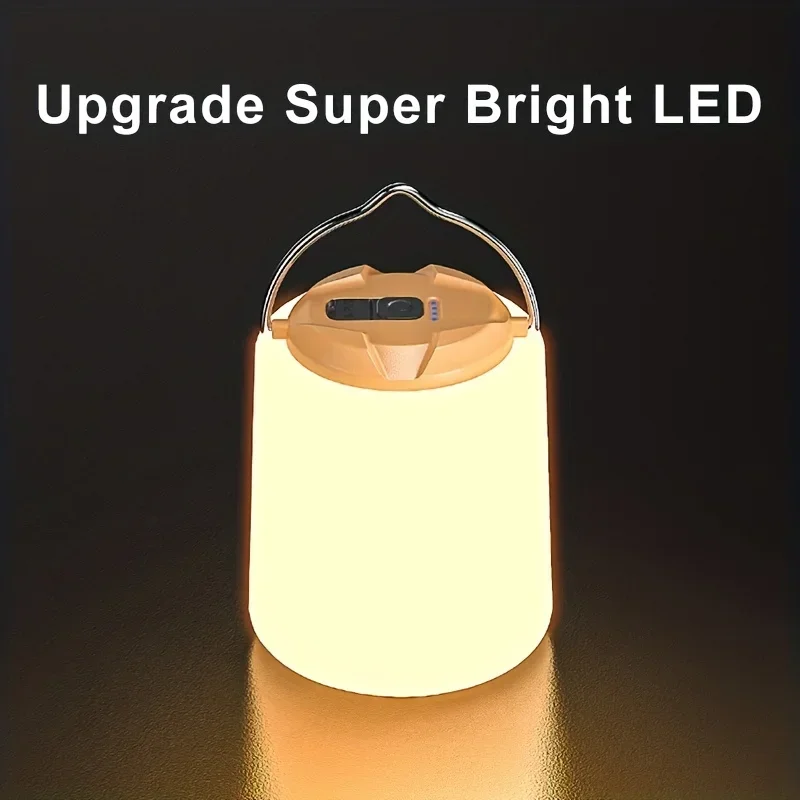 Waterproof Portable LED Camping Lantern with Hook USB Rechargeable Hanging Bulb Light for Tent Emergency Night Market Light