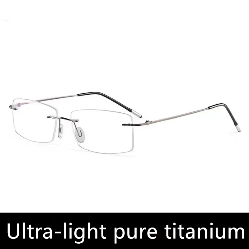 

moojolo 52mm Fashion Business Ultra-light Pure Titanium Eyewear Retro Square Optical Prescription Rimless Glasses Frame Men 002