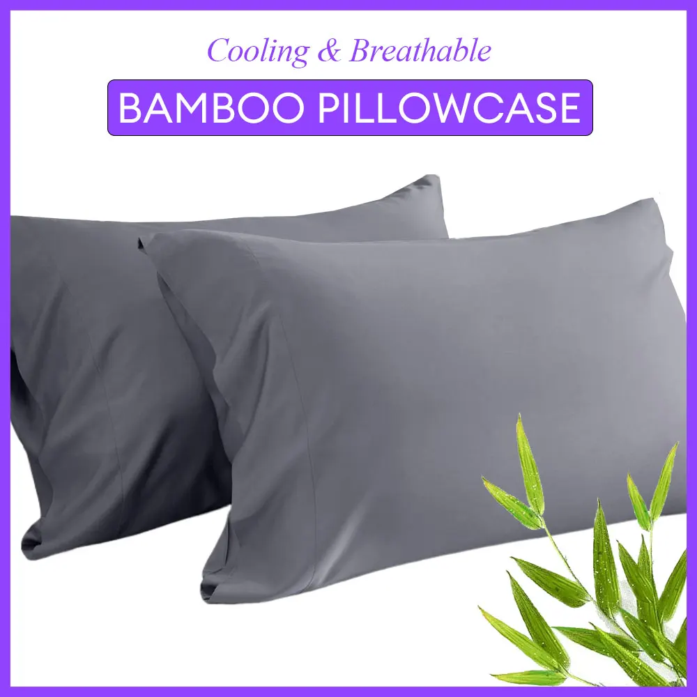 2pcs Bamboo Pillowcase for Hot Sleepers & Night Sweats Softness Cooling Pillow Cover with Envelope Closure