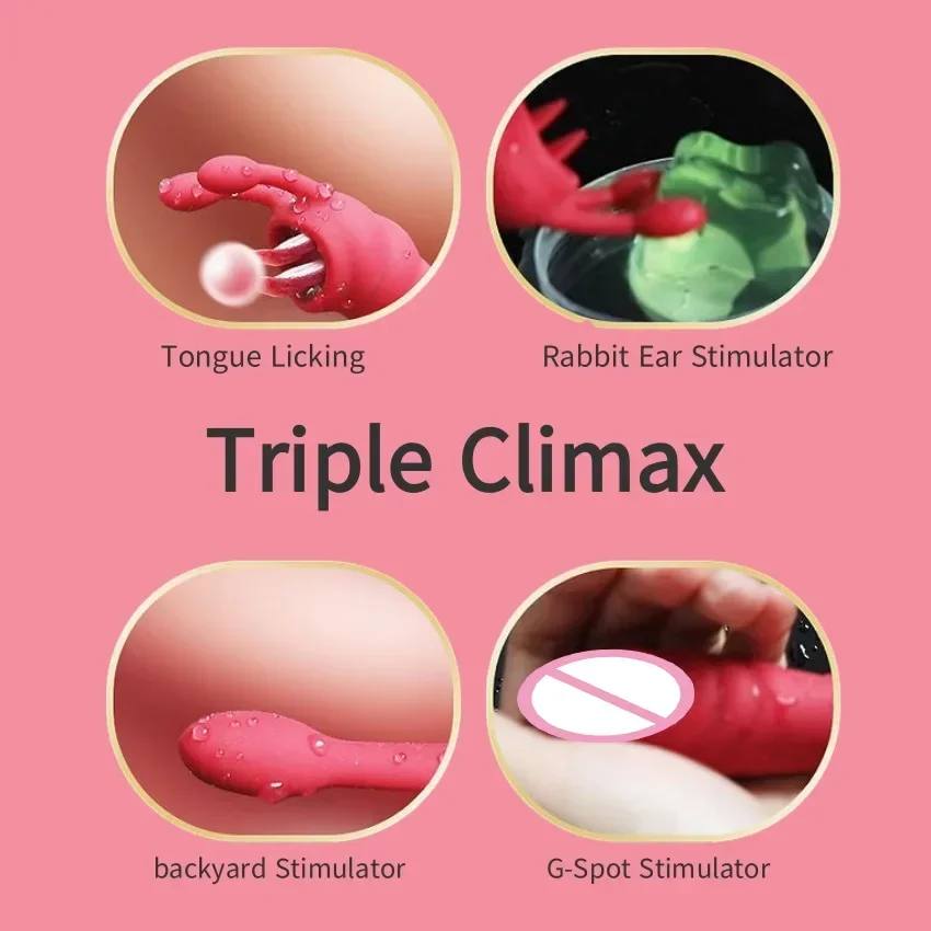 3in1 Powerful Thrusting Vibrator Clitoris Stimulator Female Heating G Spot Tongue Licking Dildo Adult Goods Sex Toys for Women