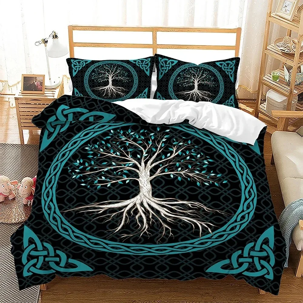 Life Tree Shiny Pattern Duvet Cover Fashion Bedding Set Quilt Cover Pillowcases Single Double TwinQueen For Men Women Boys Gift