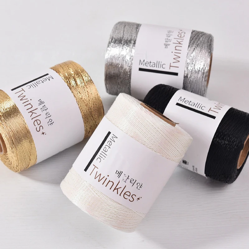 

200g Metallic Yarn Glitter Gold Sliver Cord Thread DIY Knitting Crochet Handbag Purse Sparkling Yarn Handmade Sewing Accessories