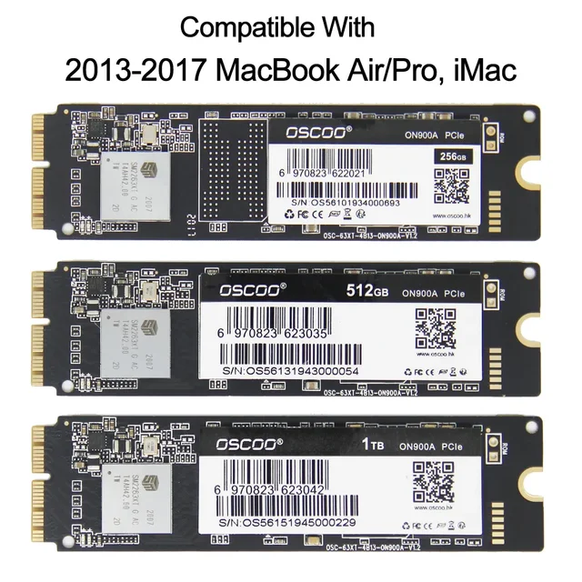 256GB 512GB 1TB SSD dla Macbook Air A1465 A1466 EMC2631 2632 2925 MacBook Pro A1398 A1502 IMac A1418 A1419 Aktualizacja pojemności dysku SSD