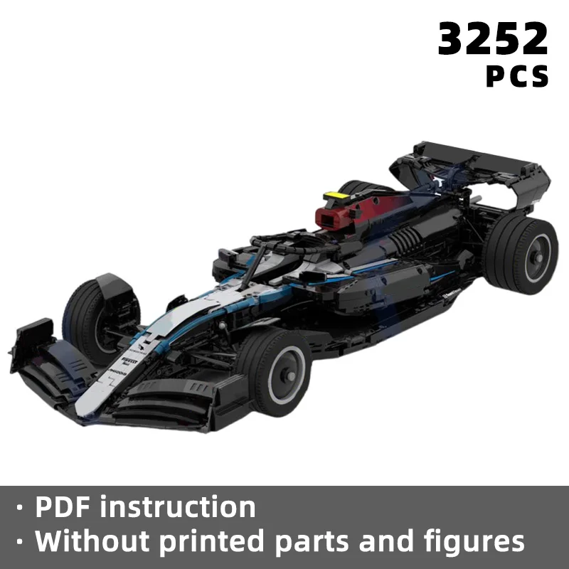 

V6 real car 1:8 scale W15 racing car bricks rear wing blocks speed grand prix engine building set high speed vehicle moc display