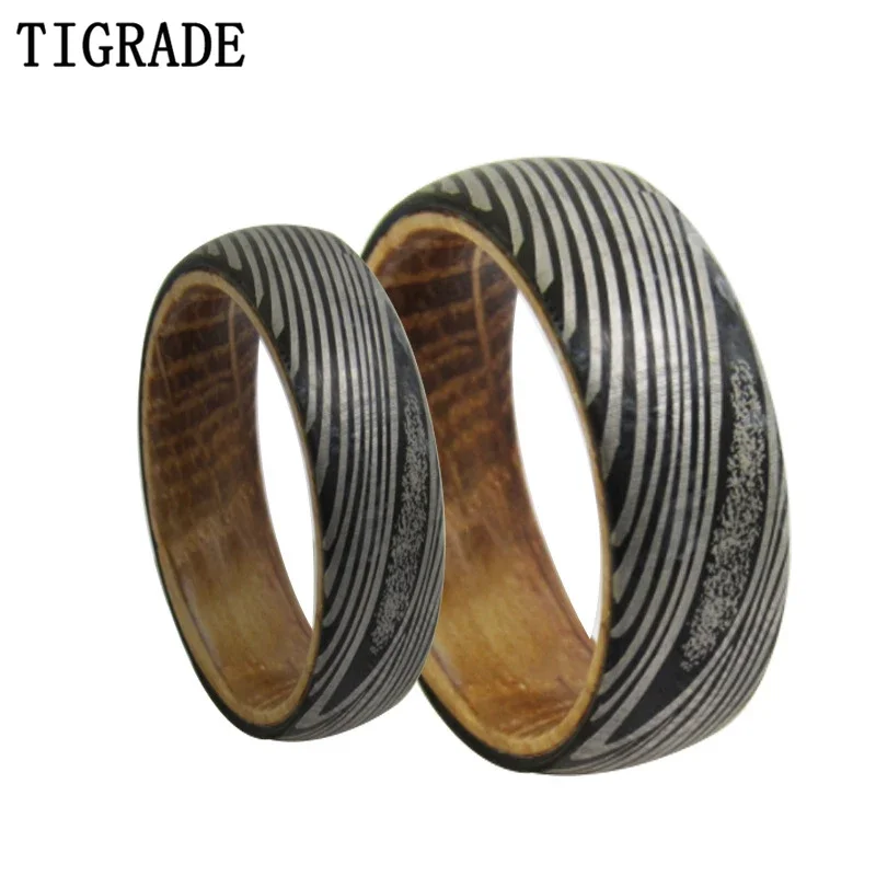 Tigrade 6mm/8mm węglik wolframu beczka na wino słojów drewna pierścionek dla mężczyzn kobiet obrączki ślubne dla miłośników pierścionki dla par biżuterii