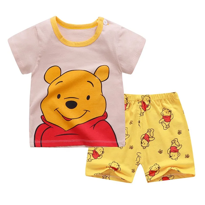 Summer Baby Boys Girls Cartoon T Shirt + Shorts Set Clothes Kids Cute Cartoon 2pcs Children Pajamas Girls Clothing Sets