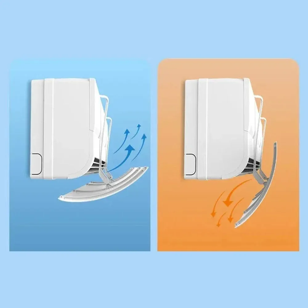 Universal Blow-proof Air Conditioner Cover with Adjustable Deflector That Can Be Rolled Up and Stored with Cartoon Graphics