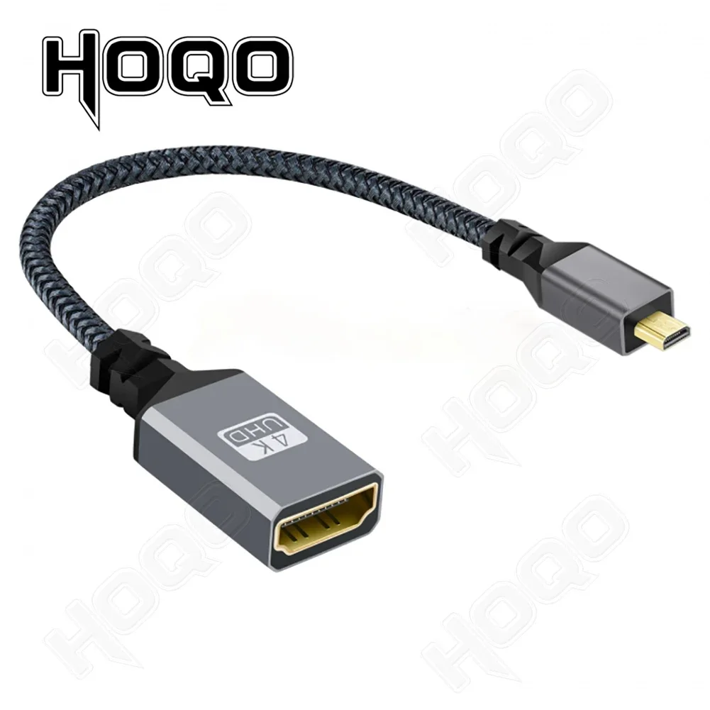 20cm Micro HDMI to HDMI female Cable 4K 60HZ HDMI extension cable for Tablet Camcorder MP4 Camera Display Braided Adapter