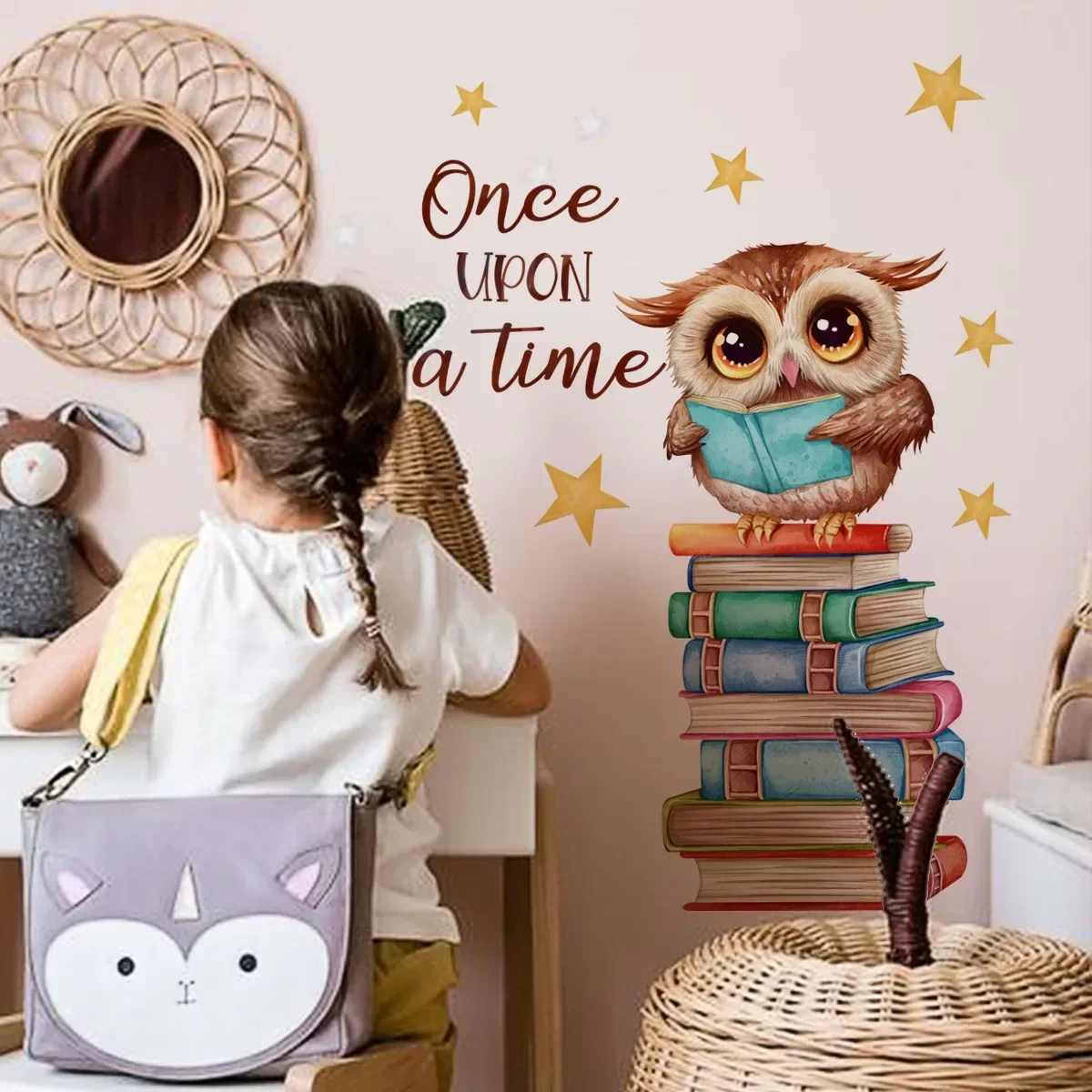 Cartoon Lovely Animal Owl Wall Stickers For Kids Room Love Study Book Kindergarten Warm And Sweet Home Decoration Wall Decals