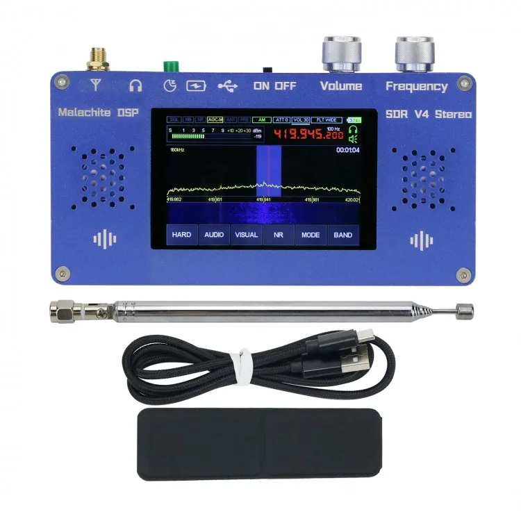 Malachite DSP SDR V4 1.10D Hardware Stereo Radio Receiver with Aluminum Shell Built-in Lithium Battery