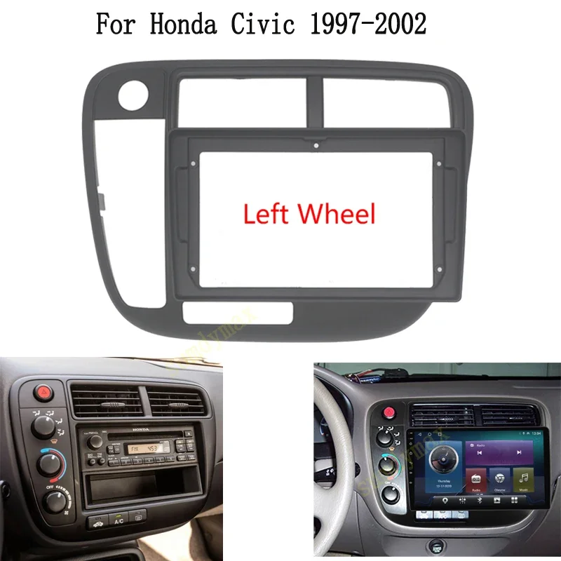 

9inch 2 Din Car Radio Fascia Frame For Honda Civic 1997-2002 car panel Trim Dashboard Panel Kit