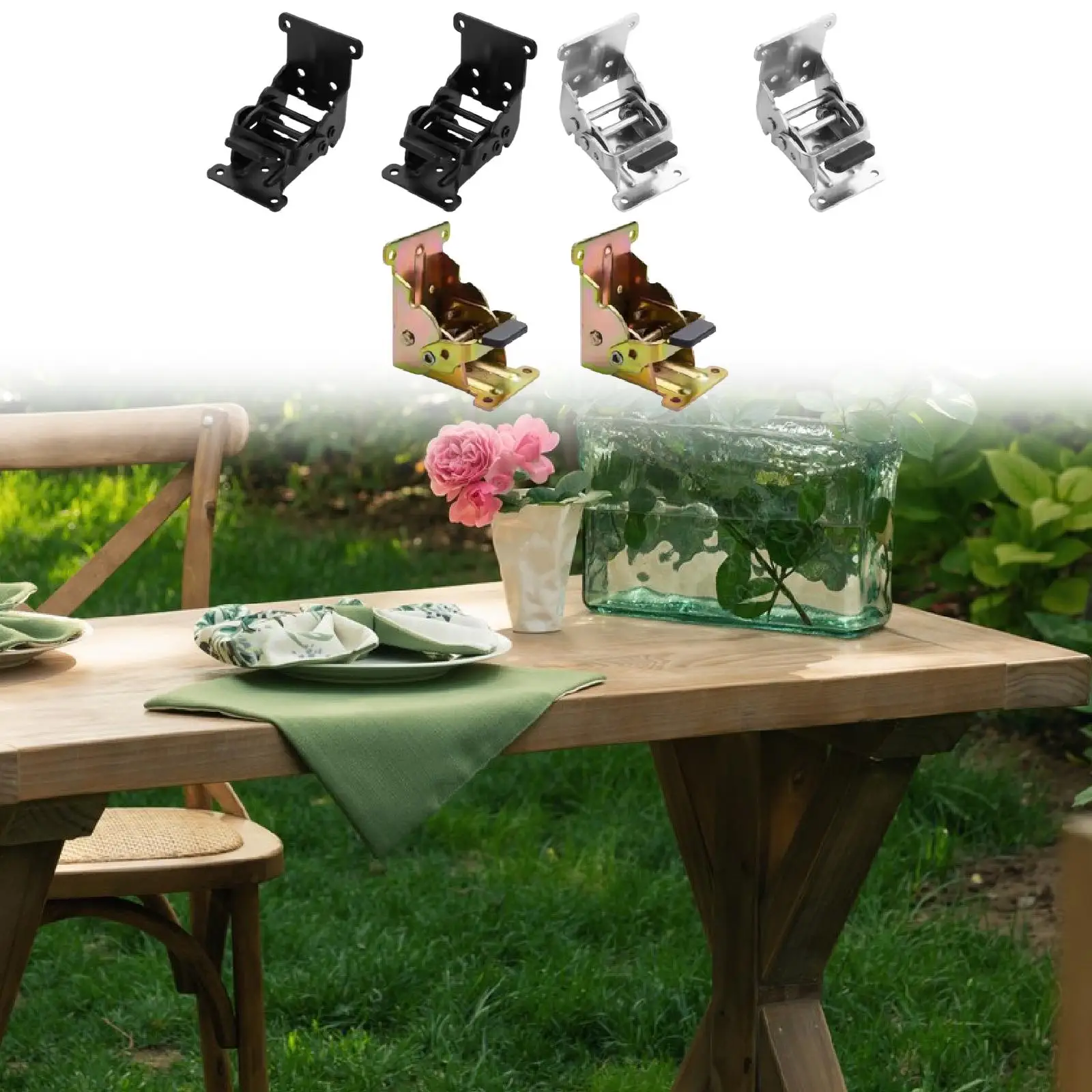 2개 접이식 브래킷 잠금 확장 지지대 스크류 포함 셀프 락 힌지