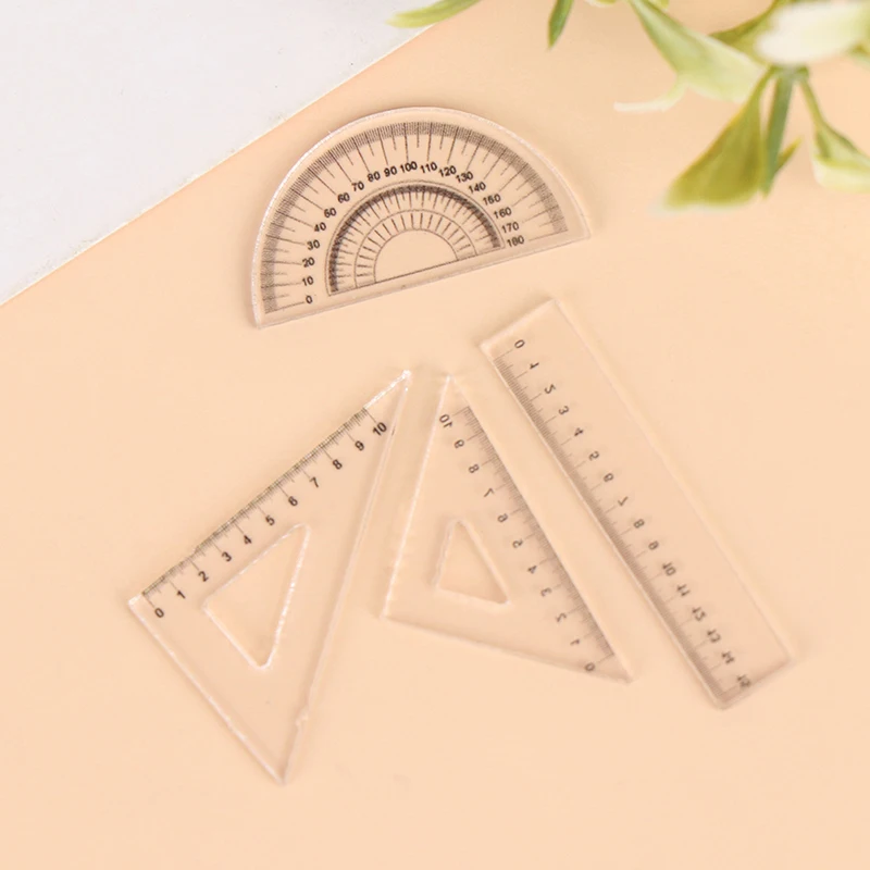 4Pcs 1:12 Dollhouse Miniature Ruler Set Learning Drawing Simulation Model Toy