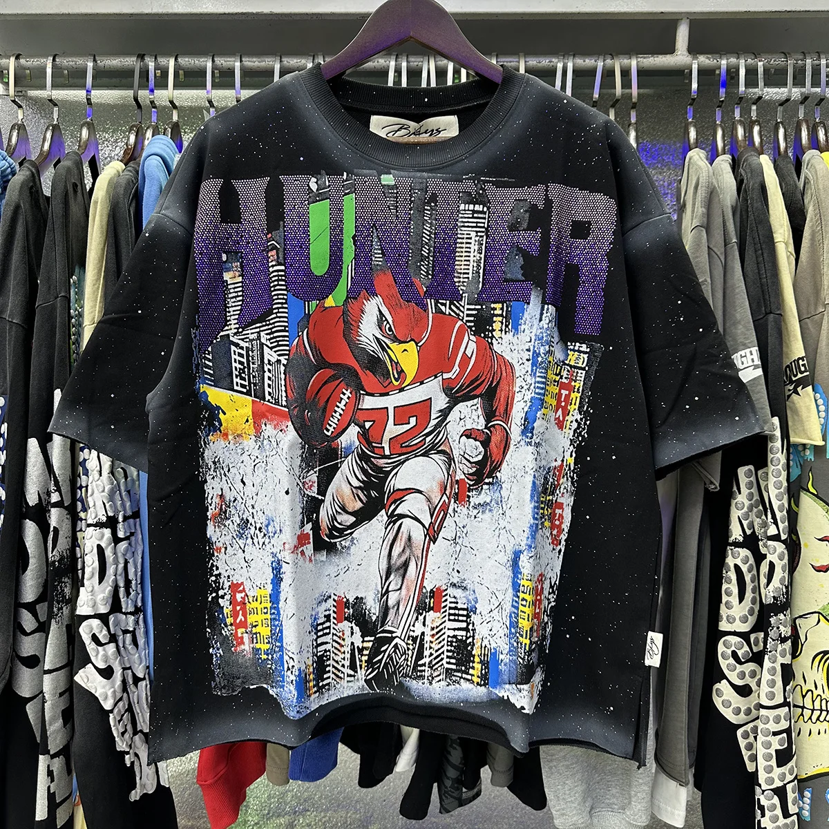 

Футболка с принтом игрока по регби с бриллиантами, мужская и женская футболка лучшего качества из тяжелой ткани, футболка