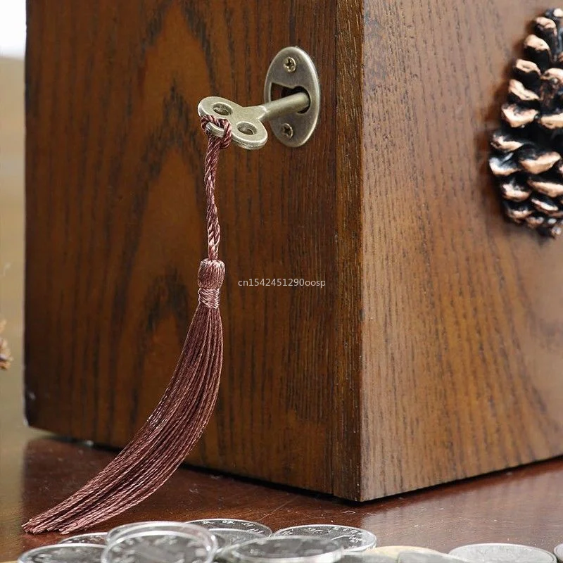 Boîte de rangement en bois pour pièces de monnaie, boîte de rangement en bois massif, belle boîte de rangement pour enfants, boîte de rangement