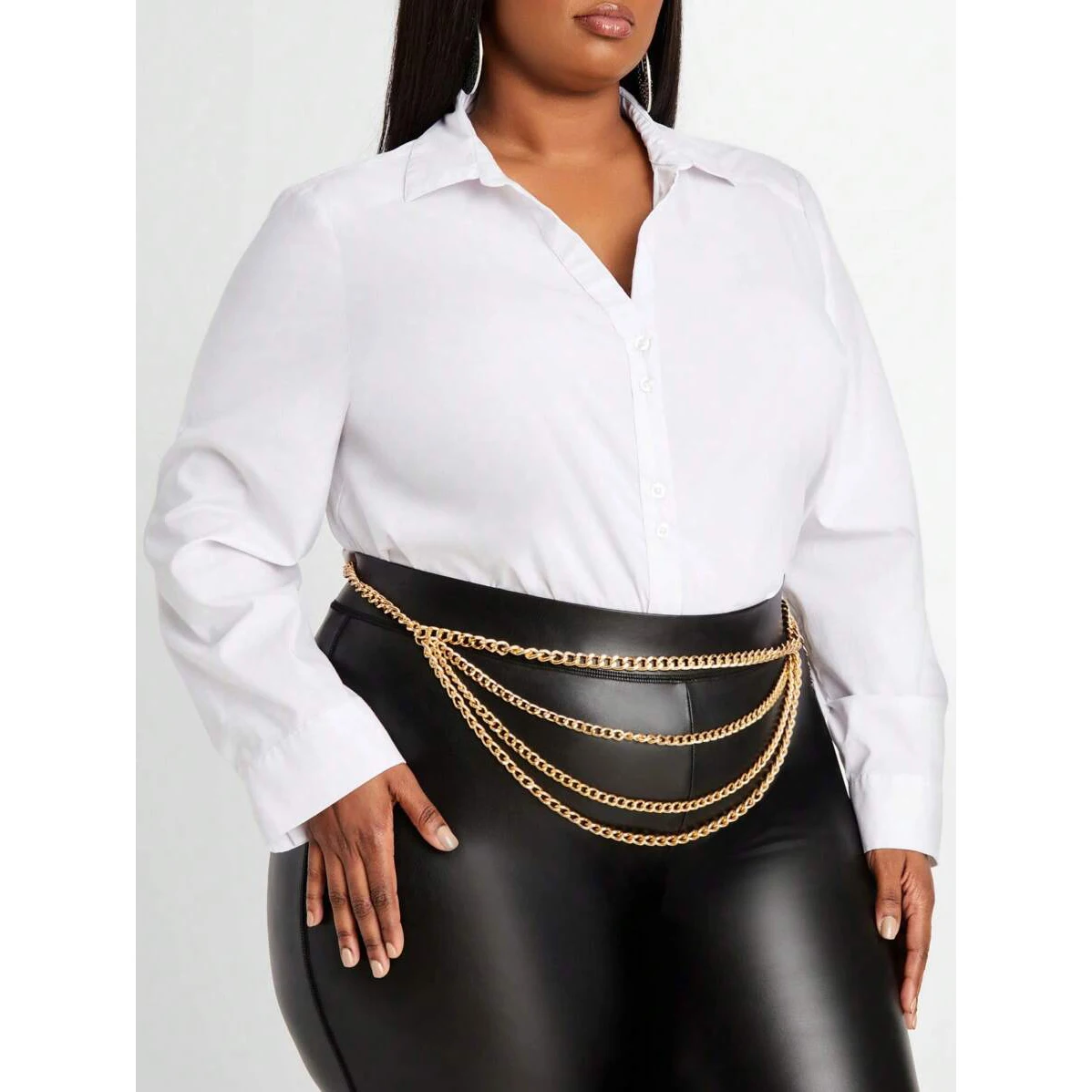 1pc Women Plus Size Gold Alloy Multi-Layer Waist Chain Fashi