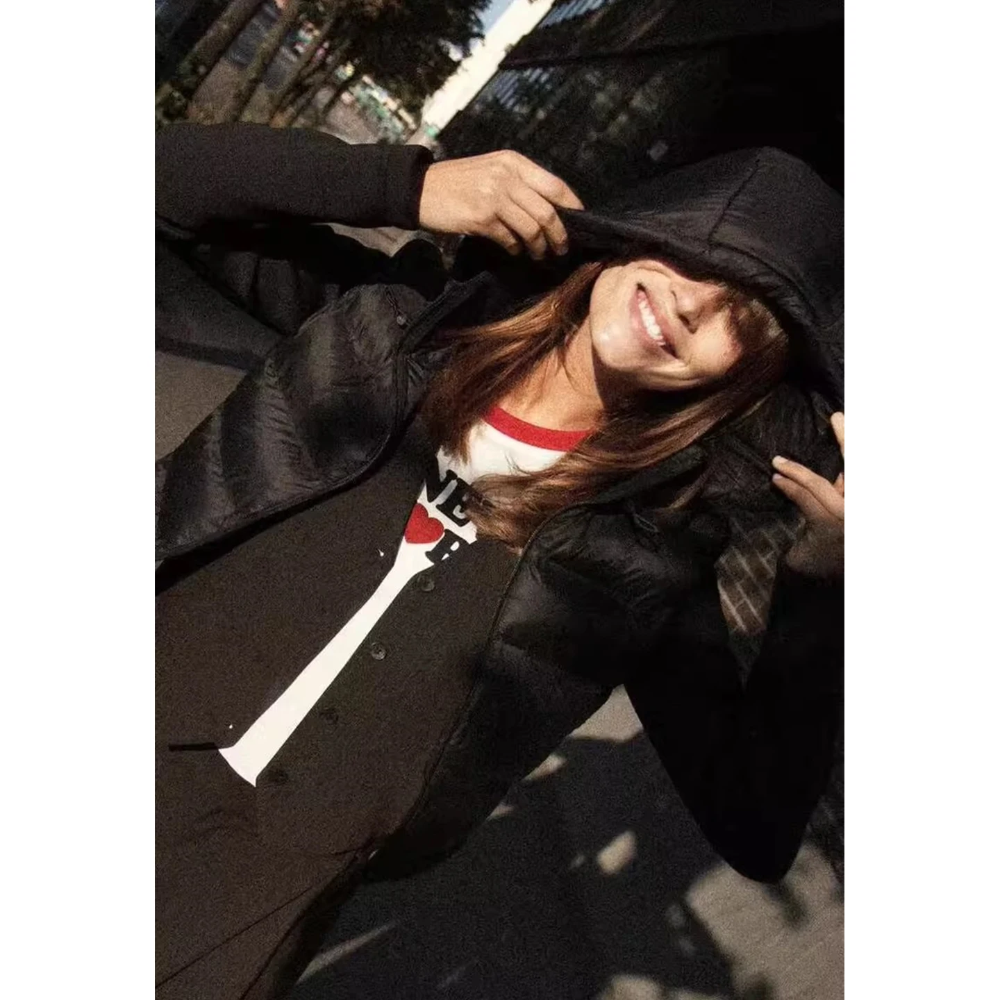 Hiver nouvelles femmes coréennes Sle à capuche coupe ajustée longue Sve col montant chaud coton Jaet manteau trajet Sle ort longueur Z...
