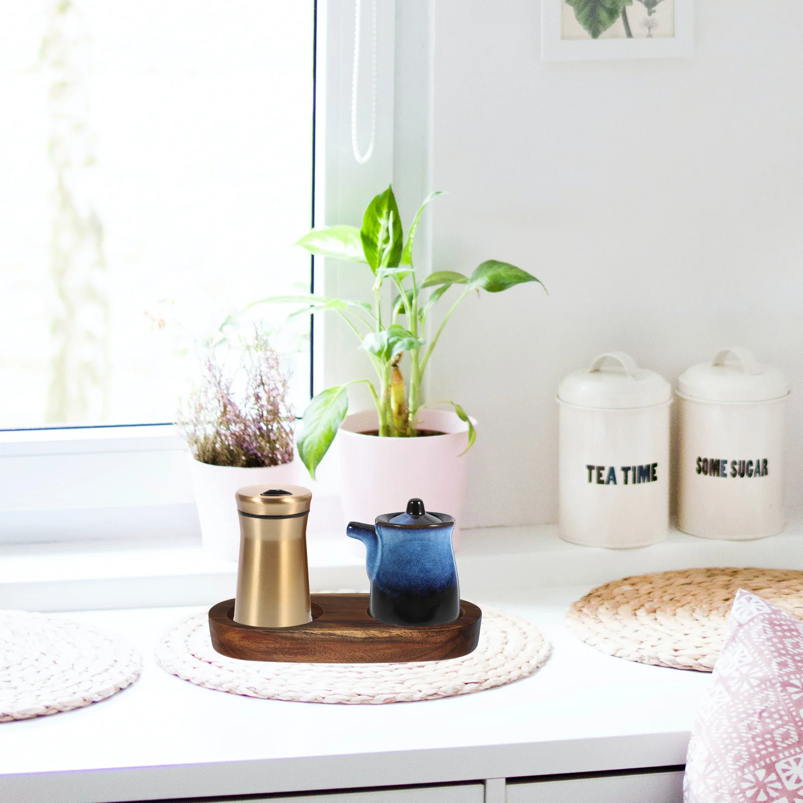 

Wooden Grinder Tray Non-Slip Base For Pepper Salt Holder Sauce Bottle Stand Kitchen Counter Storage Tray Wood Accessory