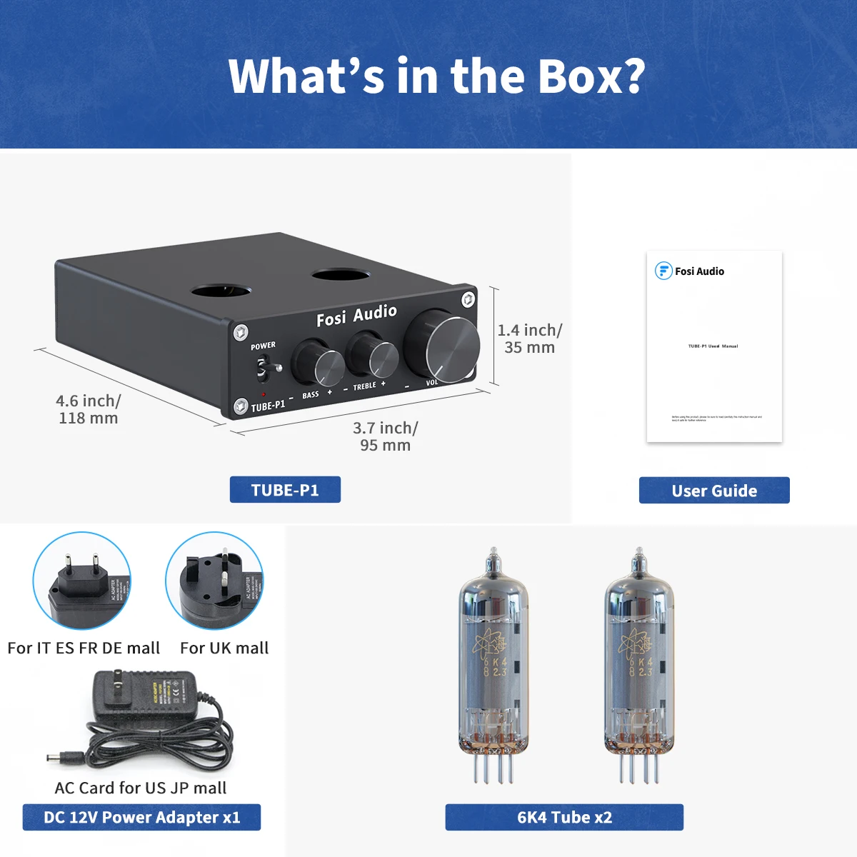 Fosi-オーディオチューブアンプ,6k4バルブと真空管,hi-fiステレオ,トリプルコントロールと低音付き,スマートホーム用