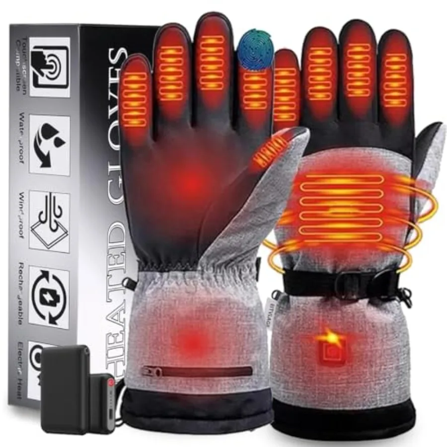 

Heated Gloves for Men Women Rechargeable Hand Warmer with Touchscreen Waterproof Electric Heated Ski Glove for Winter Outdoor W