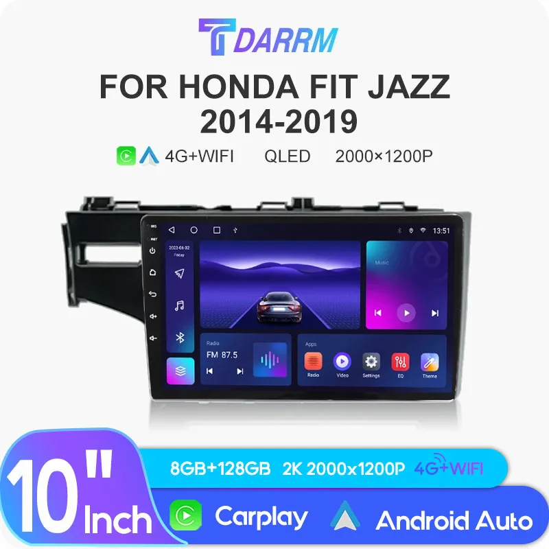 

Автомобильная Автомагнитола Android 12 для Honda Fit 3 GP GK 2013-2020 Jazz 2015-2020 Carplay Автомобильная Мультимедийная навигация GPS стерео видеоплеер