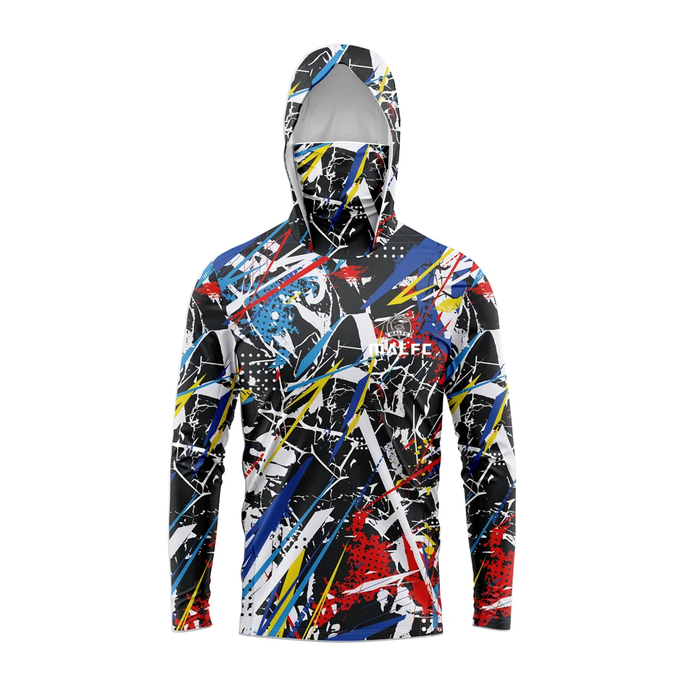 MALFC Herren Hood Fishing Shirt Langarm Angel-T-Shirt UV-Schutz Angelbekleidung