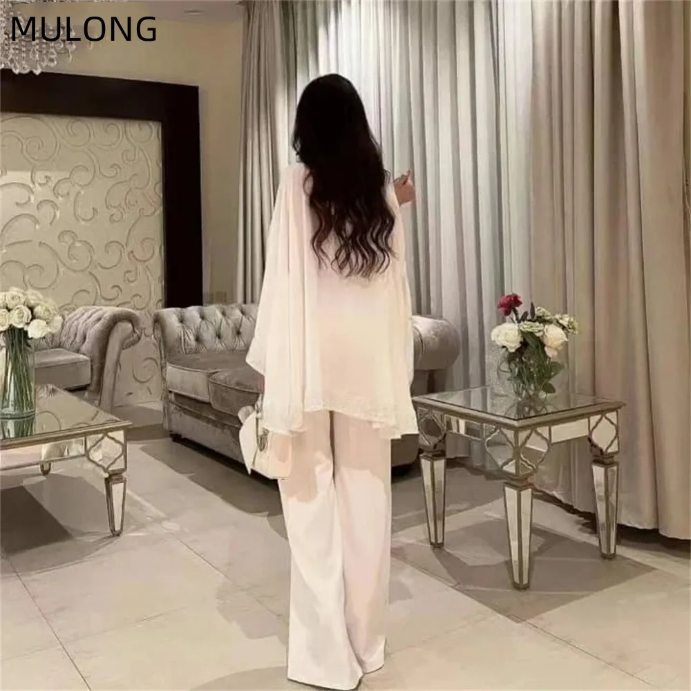 MULONG Ivory Chiffon  Long Luxury Elegant Chiffon Wedding Party Dresses Floor Length Fashion Prom Gowns With wear New 2023