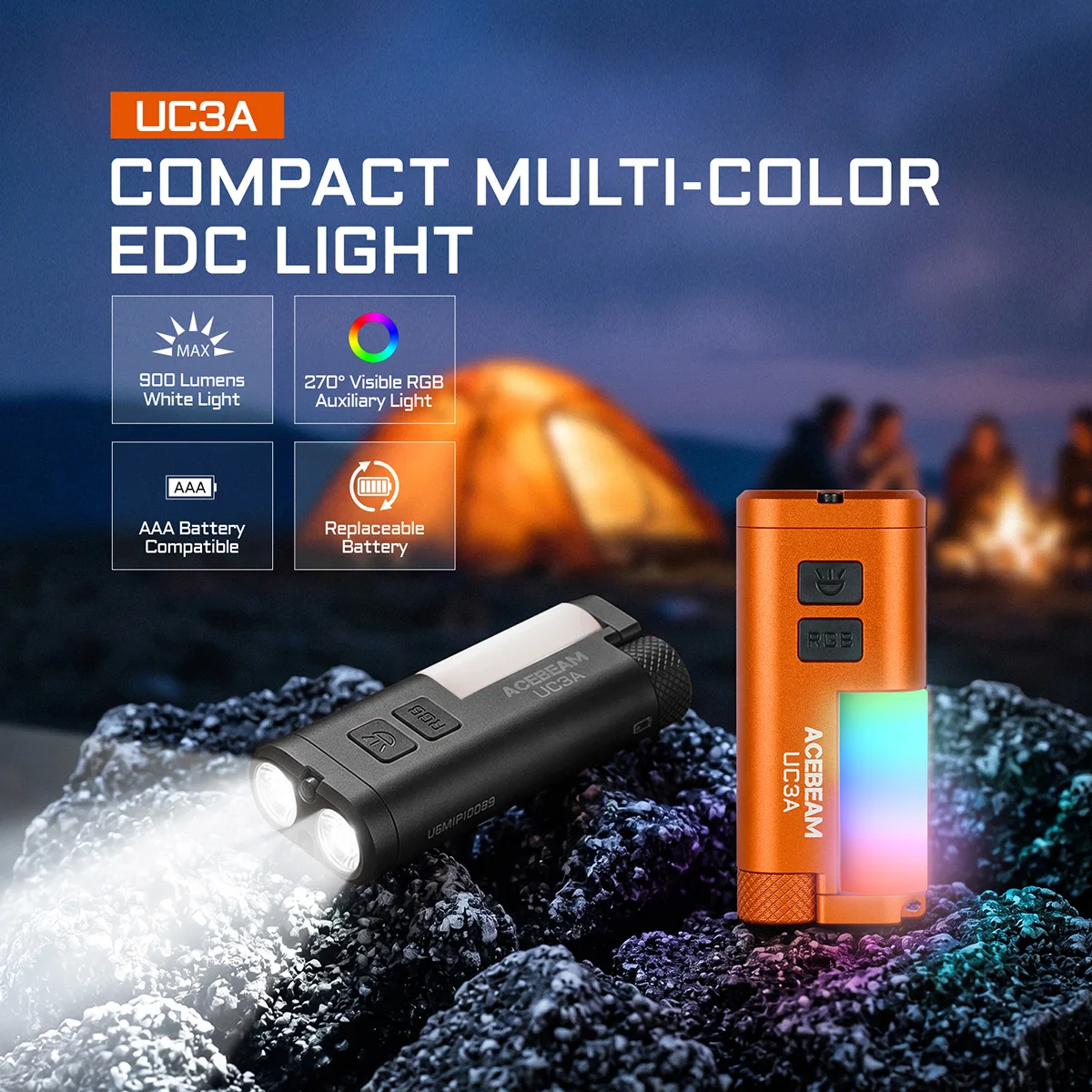 ACEBEAM UC3A EDC Flashlight Rechargeable Wide Voltage(1.2-4.8V) LED Torch With Camping Light Magnetic Multifunctional For Dog view 2